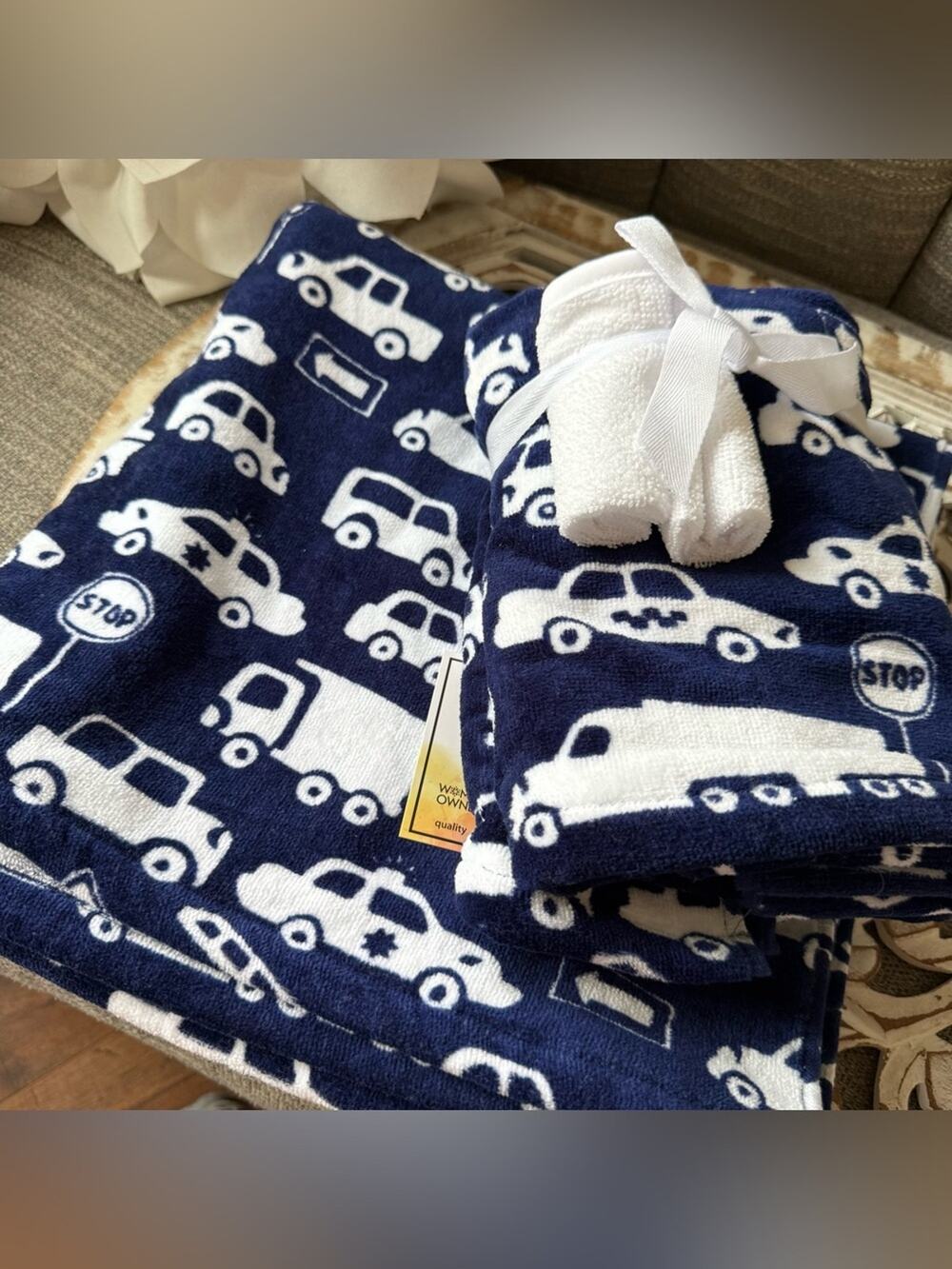 Deborah Connolly Police Cars Trucks Cars Bath Hand Washcloth Towels NEW